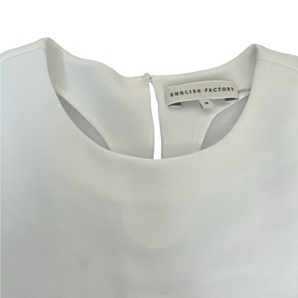 NWOT English Factory Balloon Sleeve Crew Neck Blouse White Size Medium - Picture 6 of 9